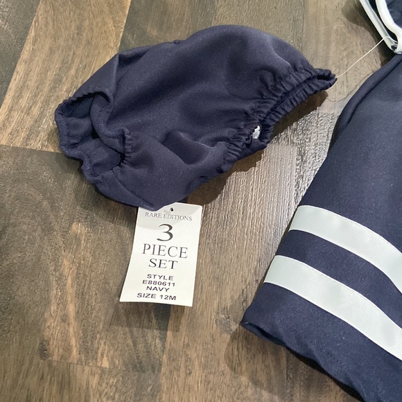 Rare Editions 3 piece 12 month navy and white sailor dress, hat, and bloomers 💕 - Picture 3 of 11